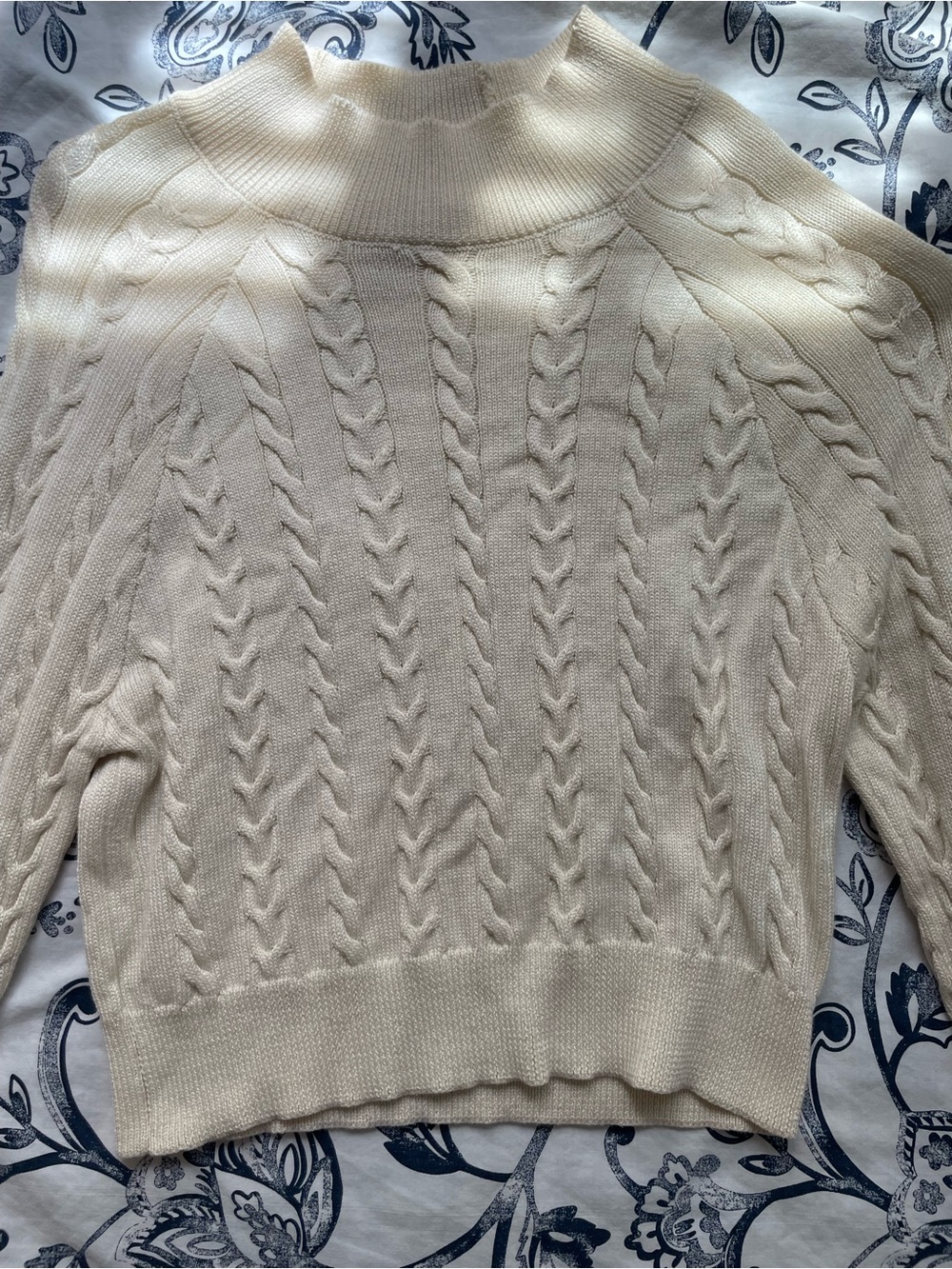 Ardene Cream Cable-Knit Mock Neck Sweater
